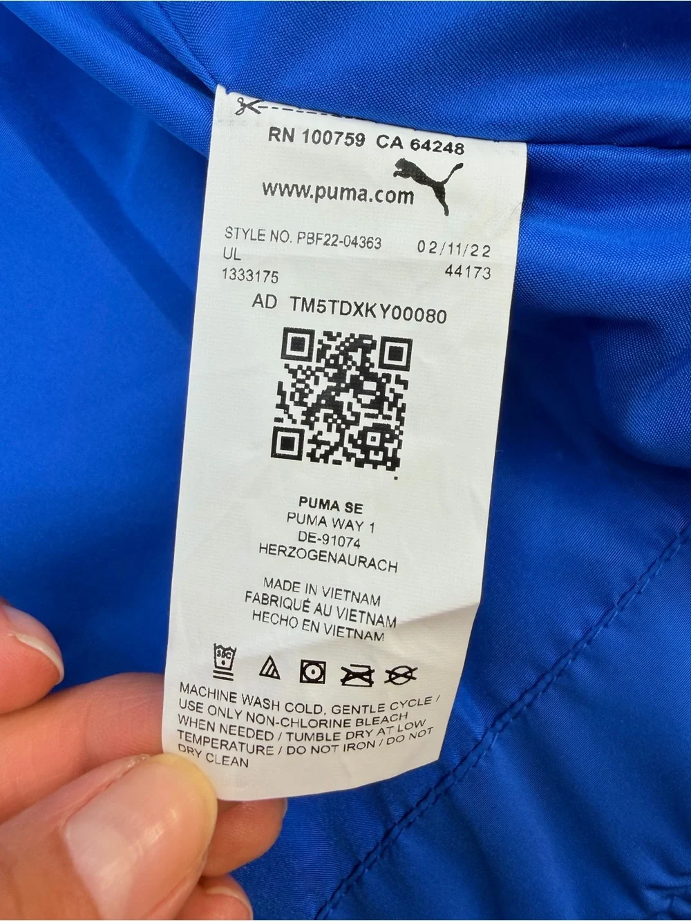 Puma Kids Puffer Vest Quilted Full Zip Blue Size M 10/12